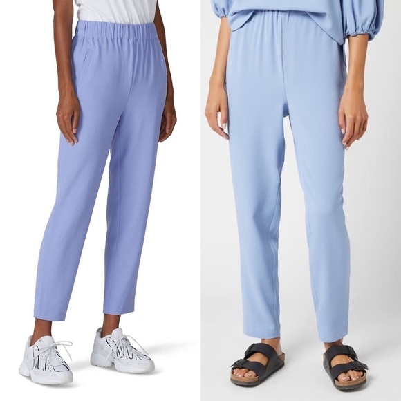 GANNI Textured Crepe High Rise Elastic Waist Cropped Ankle Zip Slim Trousers S - Picture 4 of 12